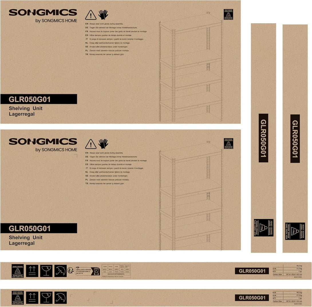 5 szintes Fém tároló polc, teherbírás 600 kg, 50 x 100 x 200 cm, szürke-VASBÚTOR