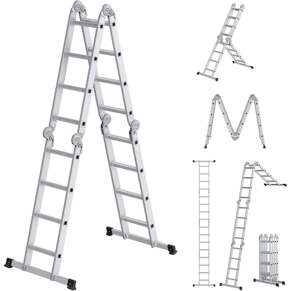 6 az 1-ben létra, összecsukható létra, 430 cm hosszú, ezüst-VASBÚTOR