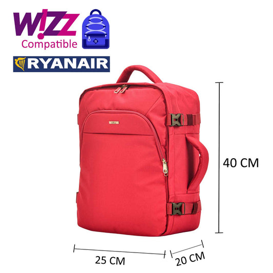 BONTOUR AIR Utazó Hátizsák, WizzAir/Ryanair méretű 40x20x25cm, Piros Színben-VASBÚTOR