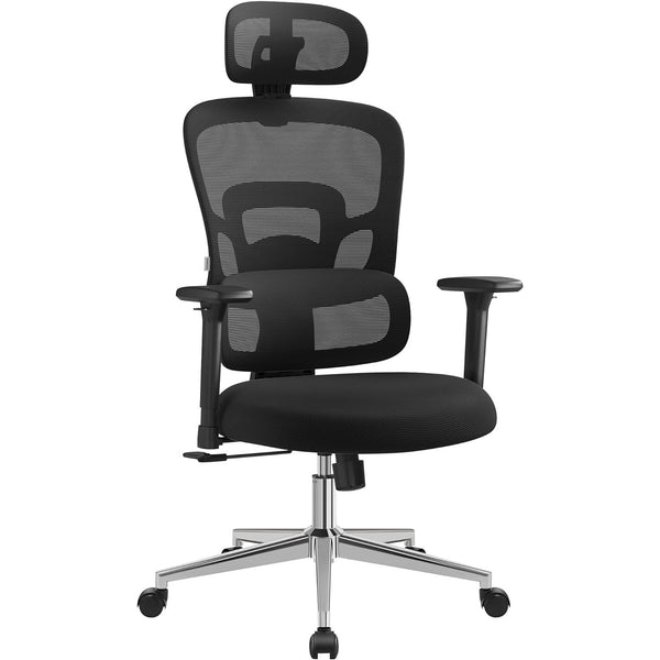 Irodai szék, ergonomikus szék magas háttámlával, fekete-VASBÚTOR