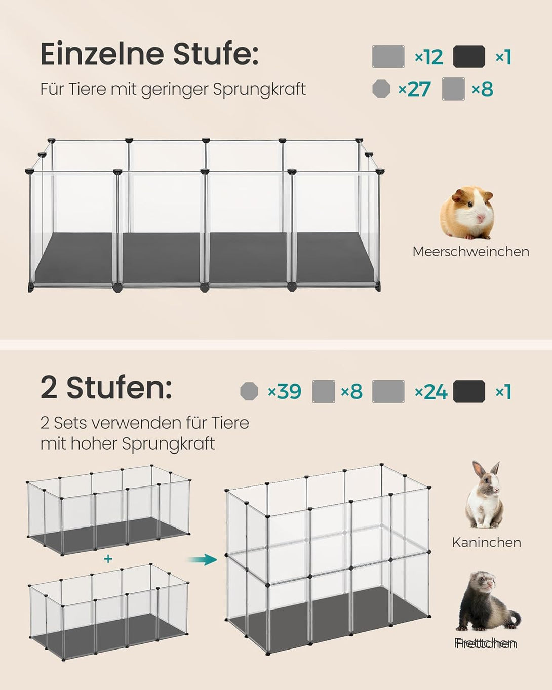 Kisállattartó ketrec, kisállatkifutó padlóval és vízálló kivehető szőnyeggel-VASBÚTOR