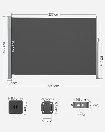 Oldalsó napellenző, 160 x 350 cm, Antracit-VASBÚTOR