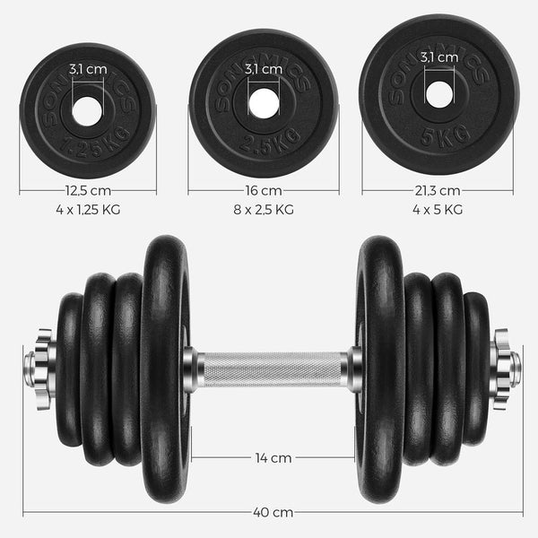 Öntöttvas kézi súlyzók 25 kg-os kézi súlyzók, fekete-VASBÚTOR