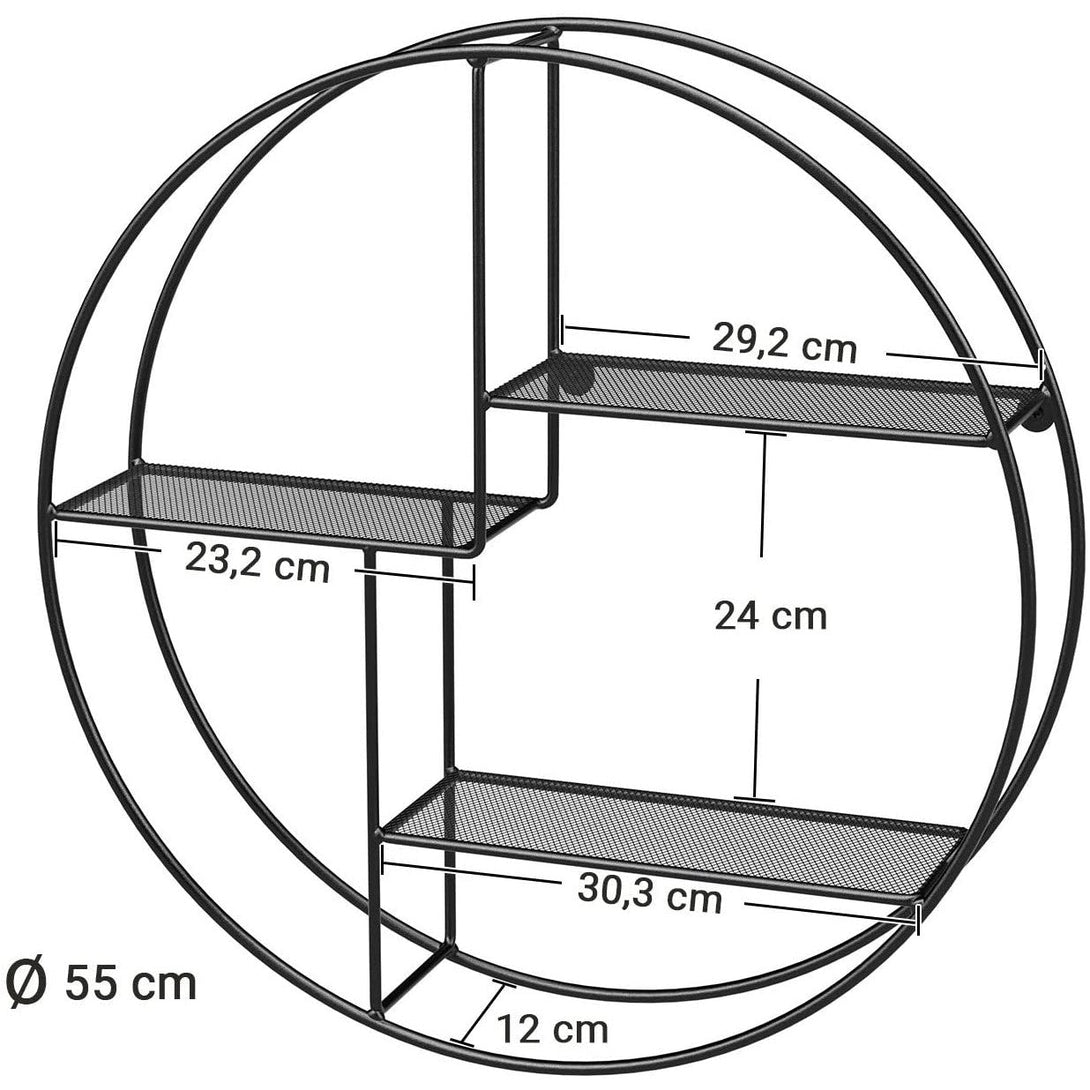 fém falipolc, kerek úszópolc 3 fémhálós panellel (átmérő 55cm)-VASBÚTOR